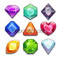 Cartoon vector gems and diamonds icons set in different colors with different shapes, isolated on the white background. — 5833 × 5833@北坤人素材