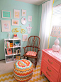 Colorful and functional decor ideas for your baby girl's nursery --- No...not planning a nursery! cute ideas for Natalie & Jocelyn's room.