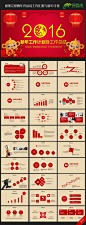 红色喜庆2016年终总结新年计划ppt动态模板
