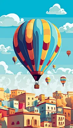 扁平风外国风光彩色插画