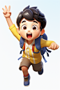 小学生开学季卡通学生人物模型