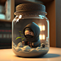 Cute Ninja In A Jar