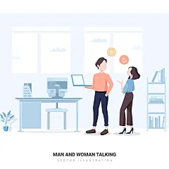 扁平商业工作数据报表人物交流沟通社交约会UI场景插画AI矢量素材-淘宝网