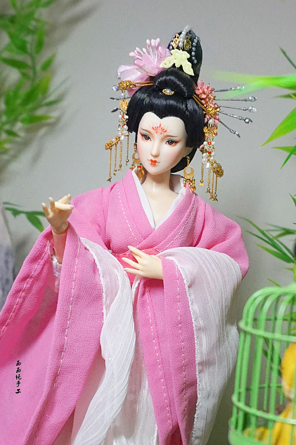 西西纯手工obitsu娃娃古装盘发杨贵妃发型展示淘宝网