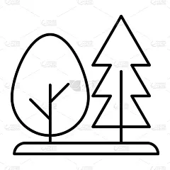 森林,线图标,细的,清新,环境,公园,植物,蜘蛛网,树,剪影