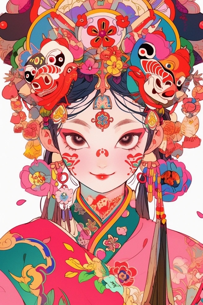 京剧花旦插画绘画-花瓣网