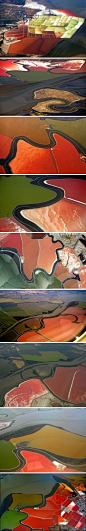 绚烂如画的彩色盐蒸发池-美国旧金山湾的人造奇观！