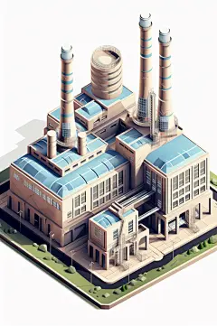 AI数字艺术地热能发电厂工业立体场景插画-众图网