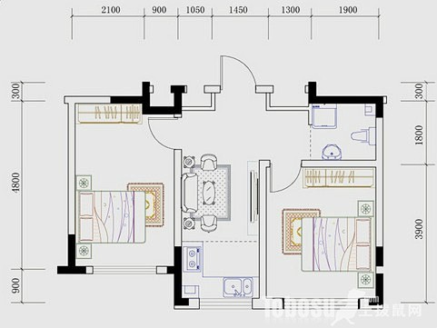 高层住宅109平户型图—土拨鼠装饰设计门...