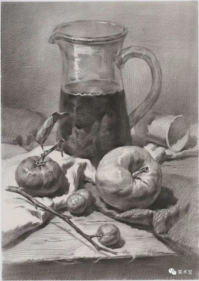 临摹精选丨联考风素描静物组合范画_问题 ...