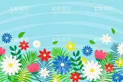 花朵手绘植物壁纸  - 源文件下载【酷图网】花朵植物背景,壁纸,花卉,植物,卡通,大自然,清新花朵背景,春天手绘壁纸