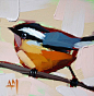 Nuthatch no. 18 original bird oil painting by Moulton 4 x 4 inches on panel prattcreekart