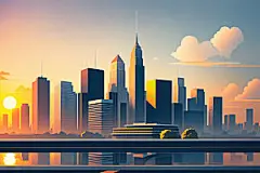 城市扁平风地标插画