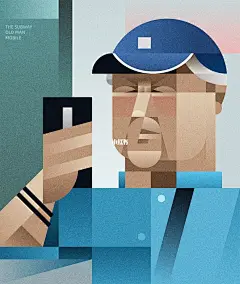 原创插画｜老人 地铁 手机 : 构成插画分享 表情包 五一节快乐 #地铁老人手机