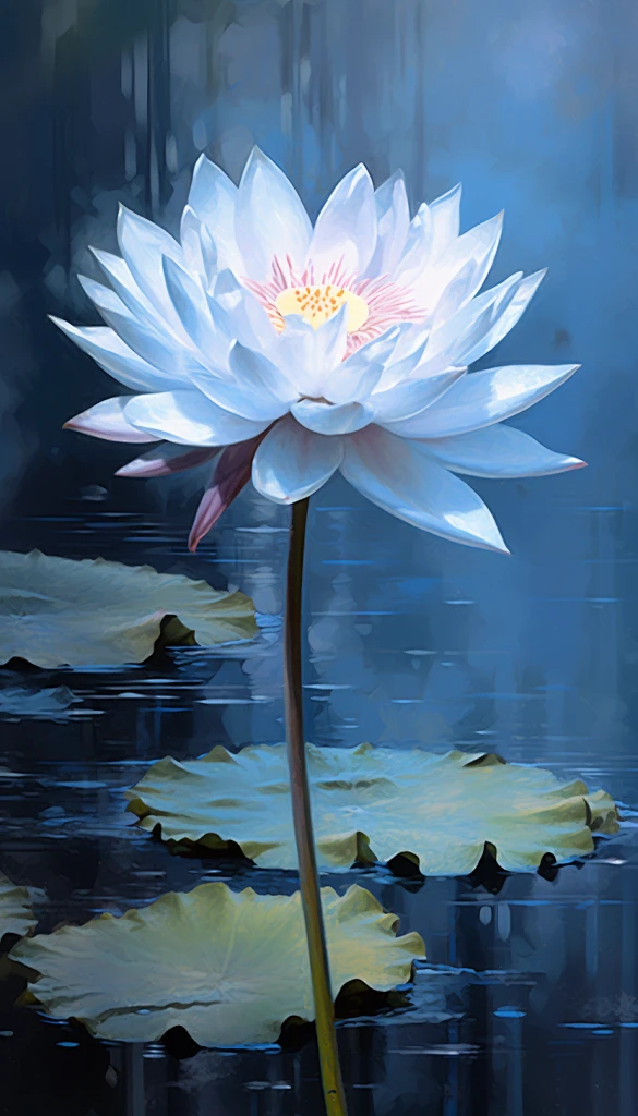 清新弥散风国风荷花油画风花卉插画-花瓣网