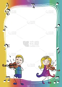 一个男孩和一个女孩在拉小提琴