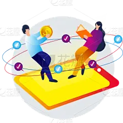 互联网场景扁平风矢量插画