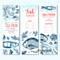 [515]手绘海鲜螃蟹章鱼海鱼食物logo菜单banner AI矢量设计素材-淘宝网