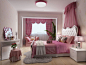 粉色儿童房床缦装修效果图片#布艺窗帘#