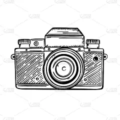 PHOTOCAMERA复古单色素描矢量插图集