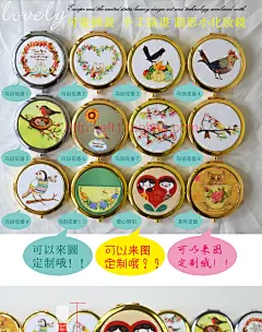 原创插画 手工贴画小化妆镜 便携镜子个性小清新来图照片定制送礼-淘宝网