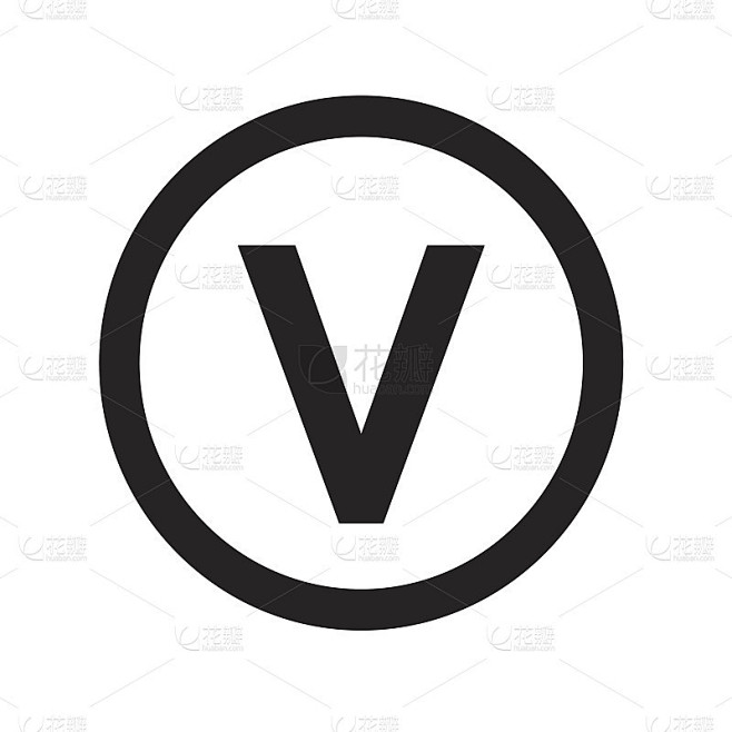 基本字体字母V图标插图设计