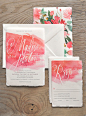 Watercolor invitation suite #watercolour #wedding