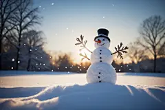 户外冬季雪人摄影图