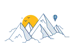 【米图网-52mitu.com】手绘风景 山、卡通风景 卡通山 日出 日落 太阳下山 大山卡通太阳下山插画