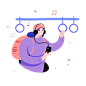 学生在地铁上听音乐插画
