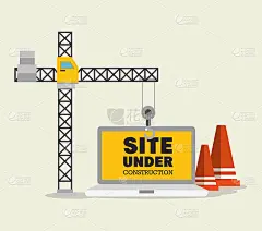 施工起重机和锥形场地正在施工中