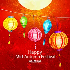 手绘中国风中秋节节日插画海报