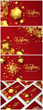 源文件 - 时尚高端抽象的金色大红色圣诞节新年节日主题矢量背景_背景底纹_素材下载-乐分享素材网