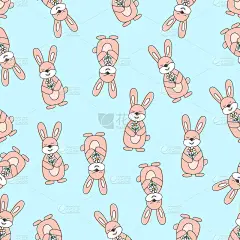 可爱的,春天,兔子,背景,式样,贺卡,复活节,纺织品,动物图案,复活节兔子