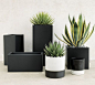 blox rectangular galvanized charcoal planters  | CB2