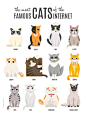 非常可爱的插画，画的是当今互联网最红的几只喵星人，包括不爽猫（Grumpy Cat）、律布勃（Lil Bub）、まる（Maru）等等～ 作者是特拉维夫的插画师和设计师NuroNuro (Nurit Benchetrit)。