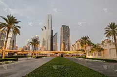 迪拜,市区,新的,水平画幅,夜晚,玻璃,户外,金属,棕榈树,都市风景