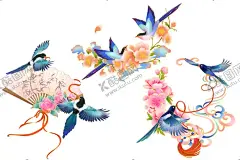 情人节喜鹊花朵插画元素 【酷图网】情人节插画,七夕插画,七夕情人节,中国插画,喜鹊插画,花朵插画,国潮风插画,中国风插画,中国风手绘,中国航天插画,中国风边框,中国龙插画