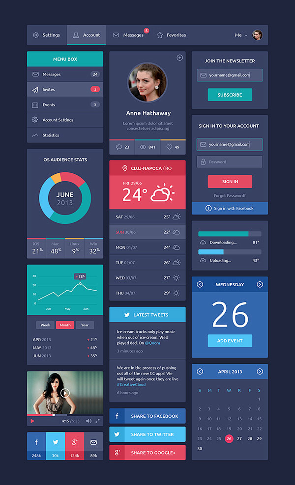 Flat Design UI Compo...