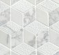 Carrara Cubed Marble tiles from  Mandarin Stone. This classic Italian marble mosaic combines honed, polished and subtly grooved finishes to give a dramatic '3D cube' effect. www.mandarinstone.com