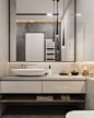 Vanity and storage mirror design. Swap out vessel sink for bespoke marble drop-in design.