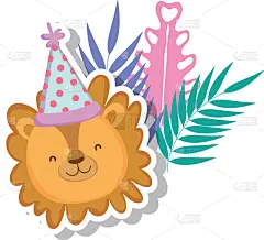 可爱的,狮子,小的,派对帽,华丽的,玩具,动物,儿童,童年,问候