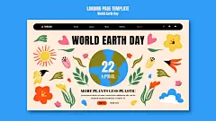 国外世界地球日绿色环保公益宣传风景人物插画海报psd设计素材-淘宝网