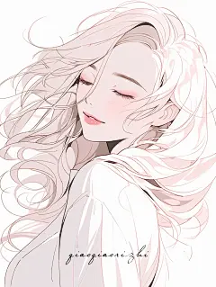 极简主义，女生插画头像，粉色系列