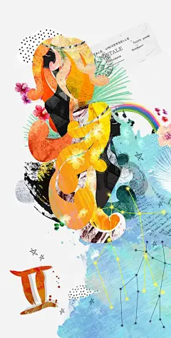 十二星座素材@琴丸桑收集_花瓣 手绘双子座星座图 创意素材_3762487195.jpg