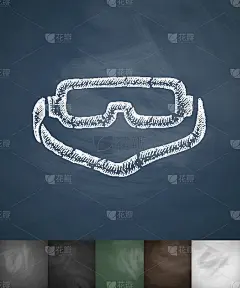 爬眼镜图标。手绘矢量图