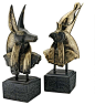 18" Classic Egyptian Art Statue Ancient Gods Sculptures Anubis Horus - Set of 2 traditional-decorative-objects-and-figurines