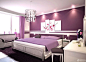 现代优雅紫色120房子卧室床头背景墙装修效果图