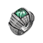 高级珠宝戒指<br/>铂金，一颗5.19克拉凸圆形切割祖母绿，缟玛瑙，明亮式切割圆钻。