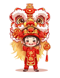 舞狮的小男孩，免扣